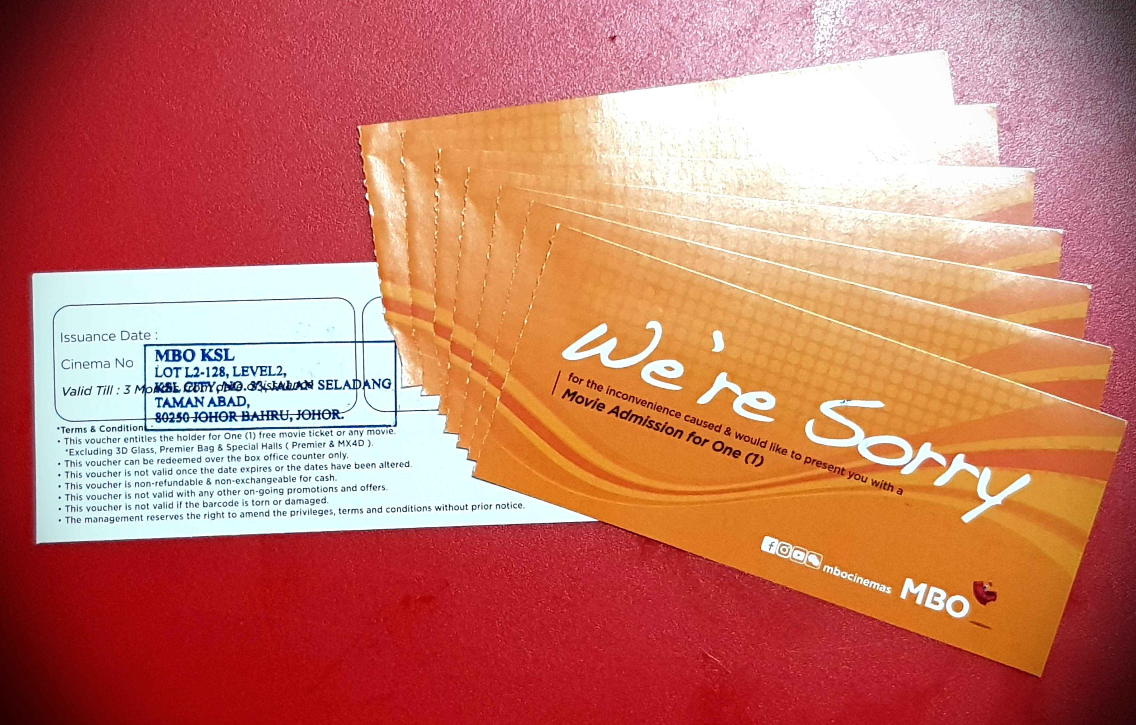 Mbo Movie Tickets Ksl City U Mall Entertainment Gift Cards Vouchers On Carousell