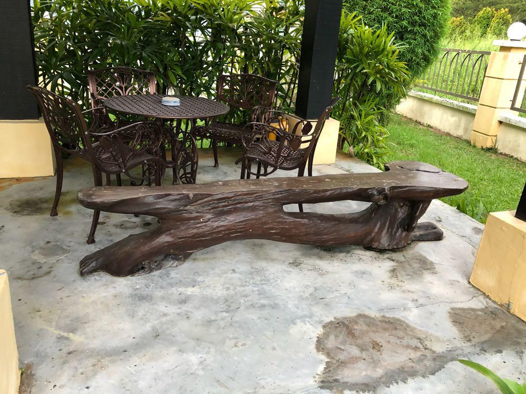 Solid tree bark table, Furniture & Home Living, Furniture, Tables
