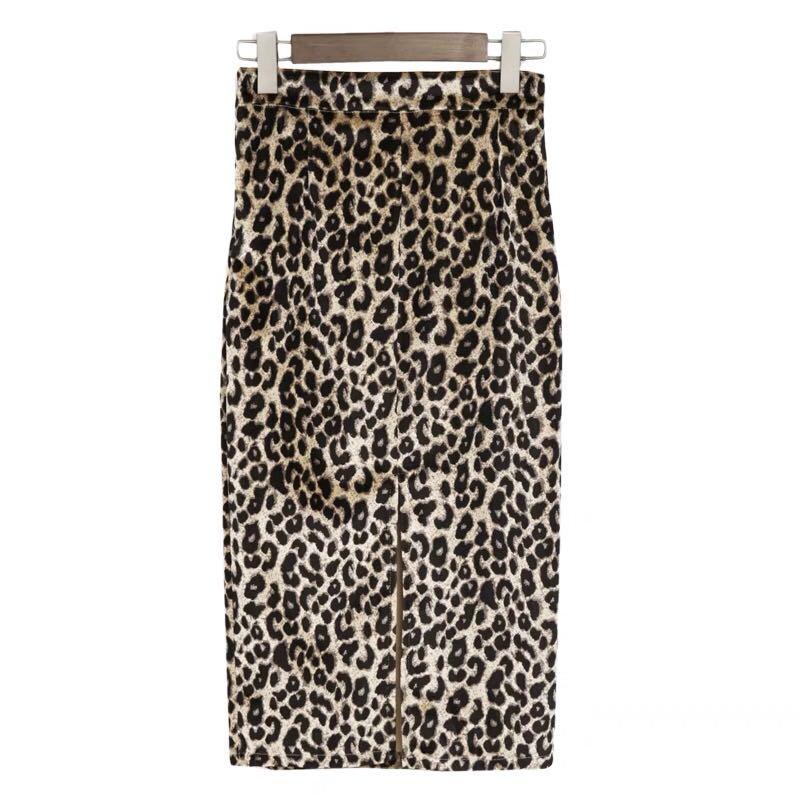 Leopard print velvet pencil skirt shop