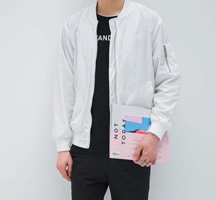 White oversized bomber jacket outlet