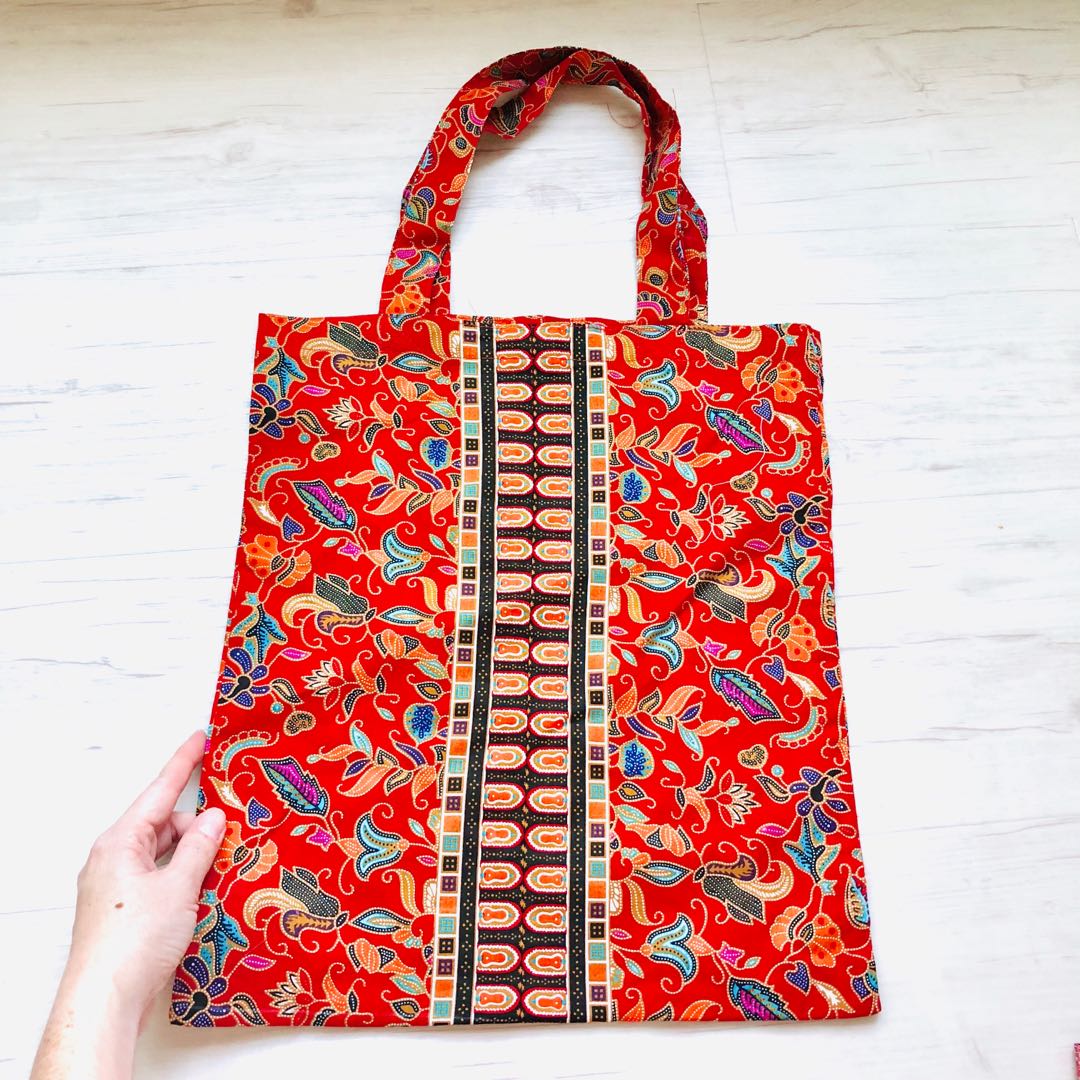 Batik Tote Bag Handmade in Singapore, Women's Fashion, Bags & Wallets ...