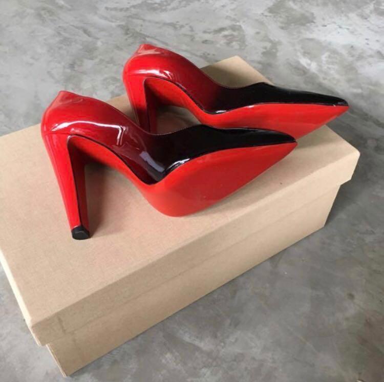 BN Size 37 Christian Louboutin Ombre Red Stacked Heels