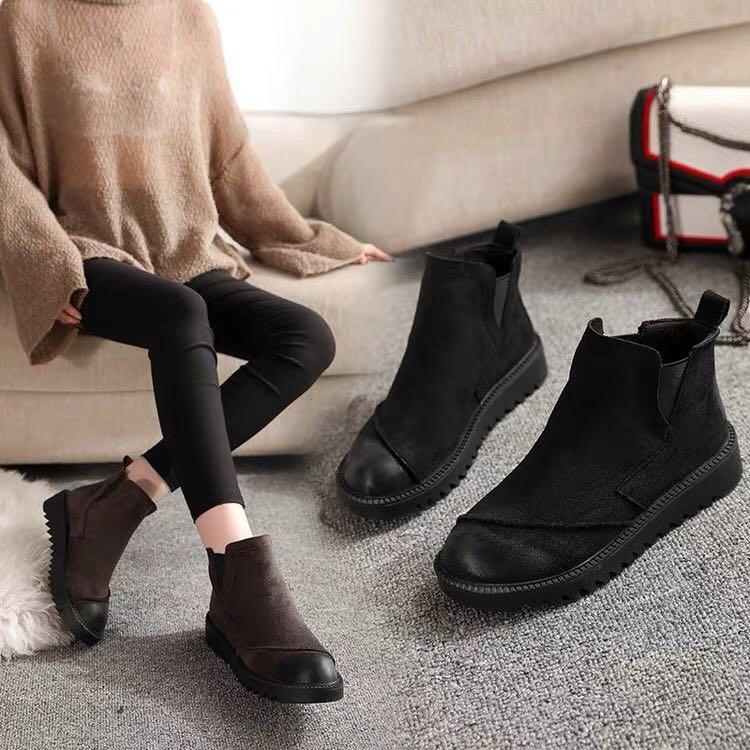 Booties Women S Platform Martin Boots Retro England Wind Retro Students Wild Flat Chelsea Boots Women S Fashion Shoes Others On Carousell