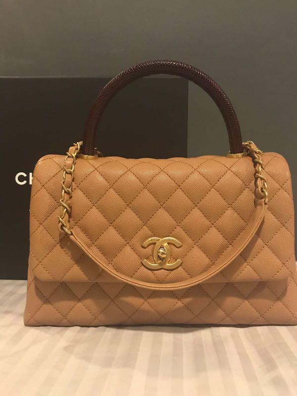 Chanel Coco Lizard Handle In Small Size Caviar Caramel And Gold Hardware Luxury Bags Wallets On Carousell