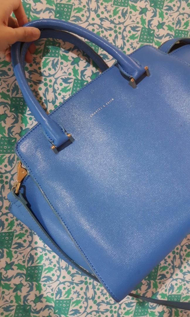 Charles Keith Blue Trapeze handbag Women s Fashion Bags