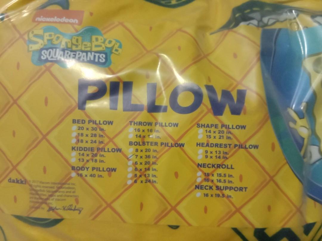 Dakki SpongeBob bolster pillow, Furniture & Home Living, Furniture, Bed