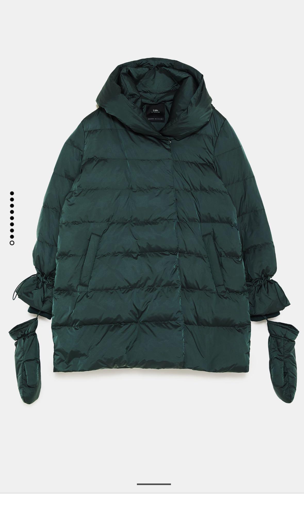 down puffer coat with wraparound collar