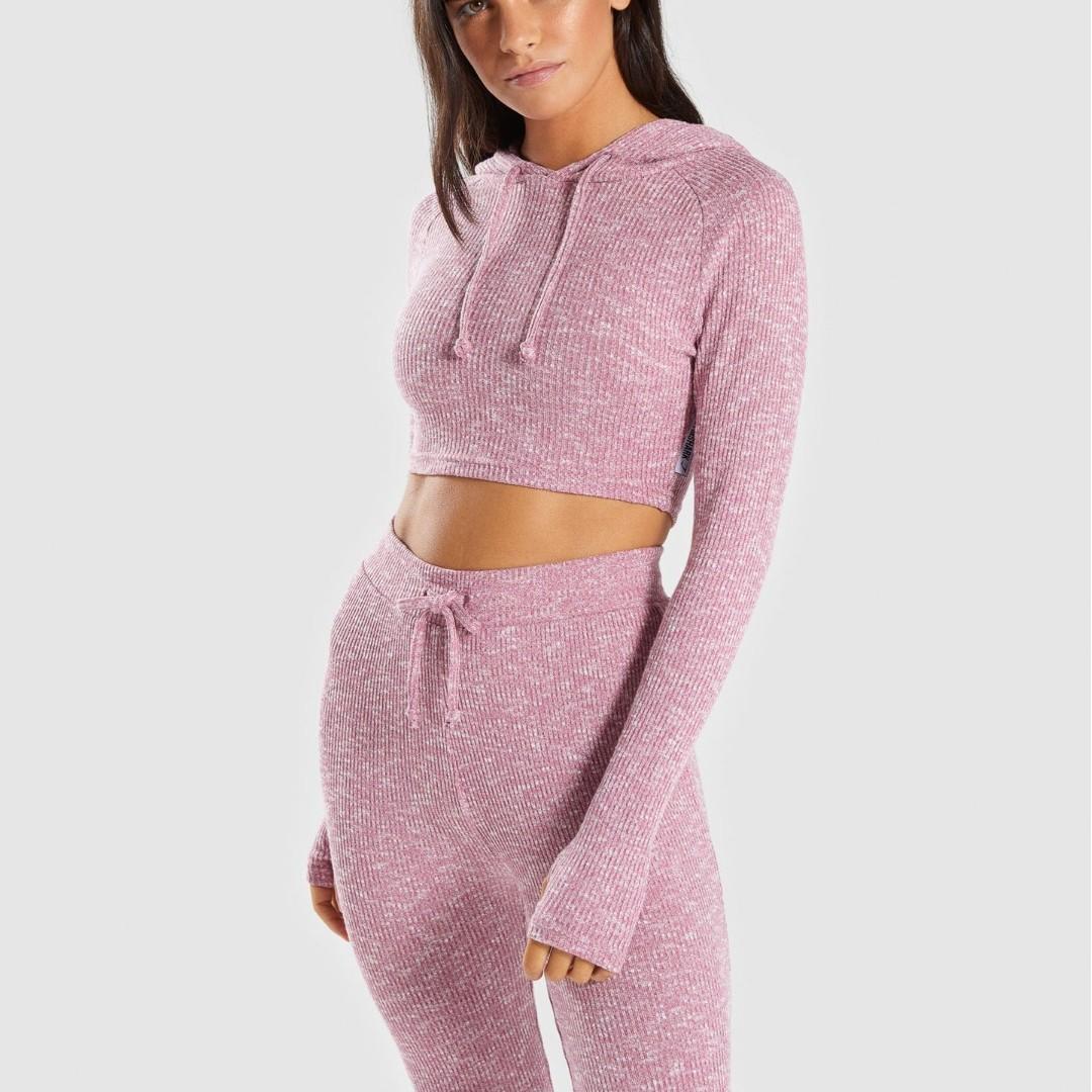 GYMSHARK SLOUNGE LEGGINGS AND HOODIE SET IN DUSKY PINK MARL