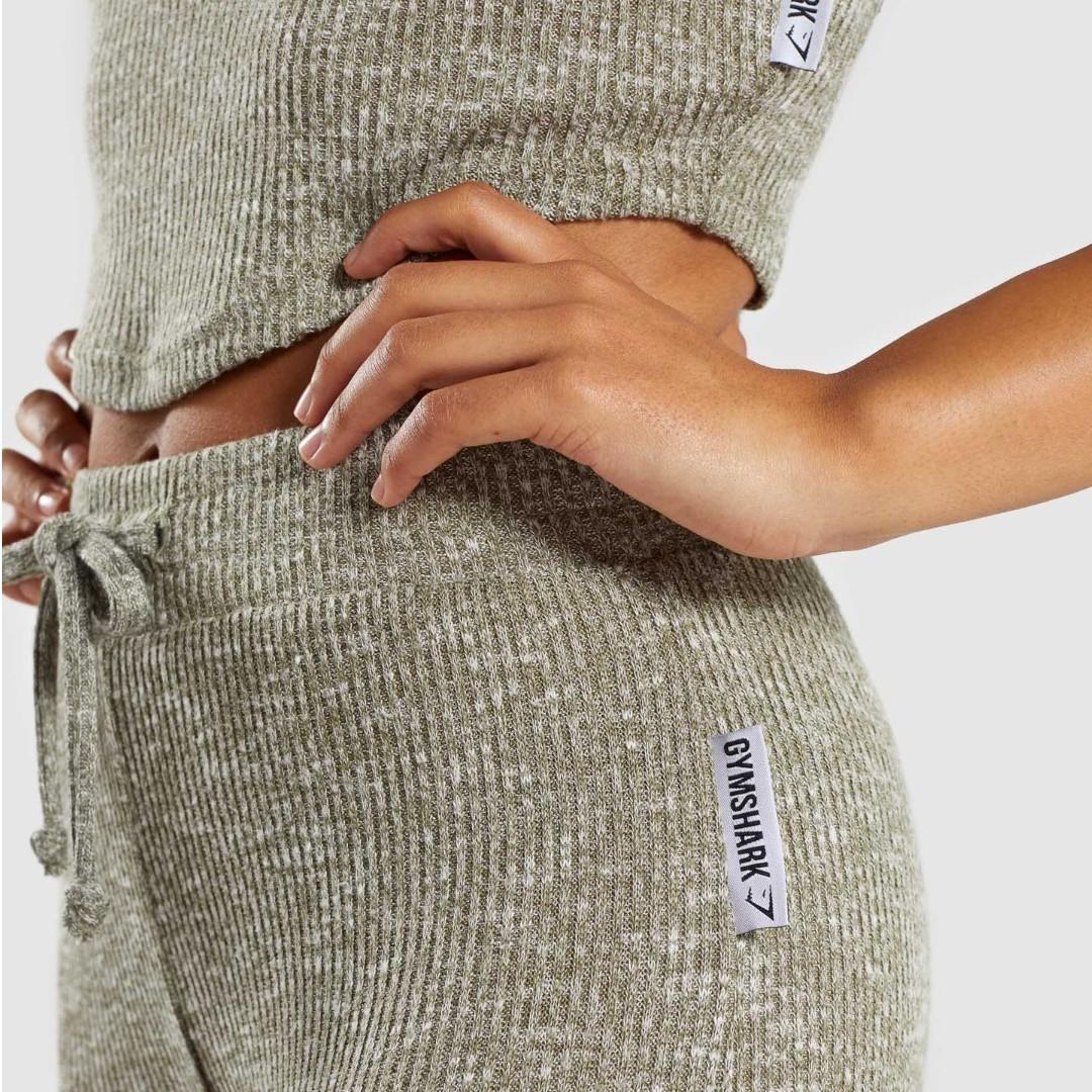 GYMSHARK SLOUNGE LEGGINGS AND HOODIE SET IN WASHED KHAKI MARL