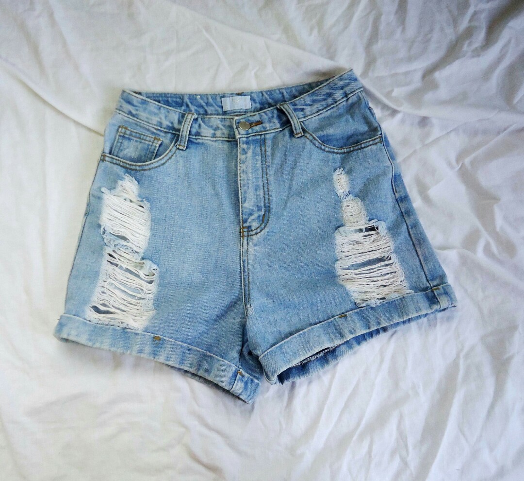 tattered denim shorts