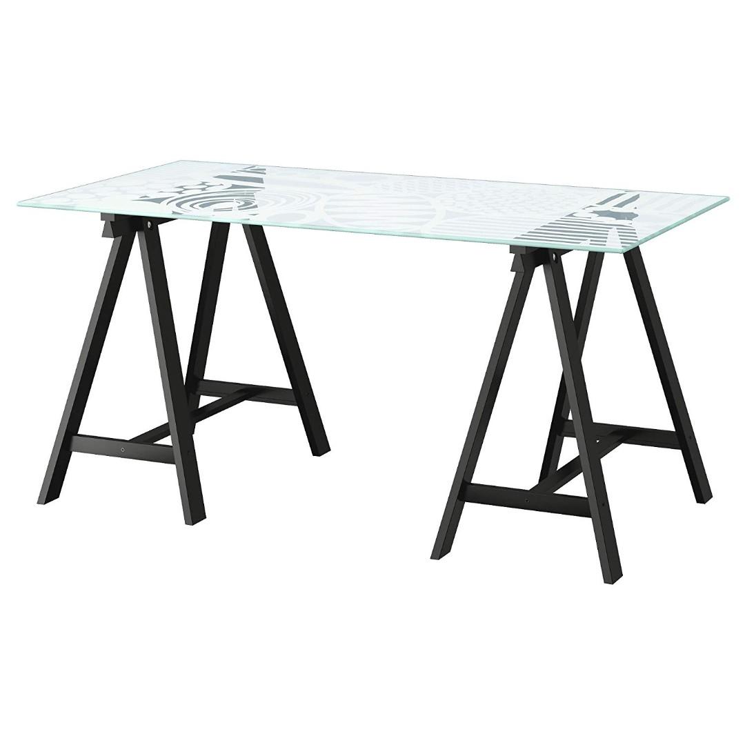 IKEA Glass Top Table Desk VIKA GLASHOLM ODDVALD Furniture