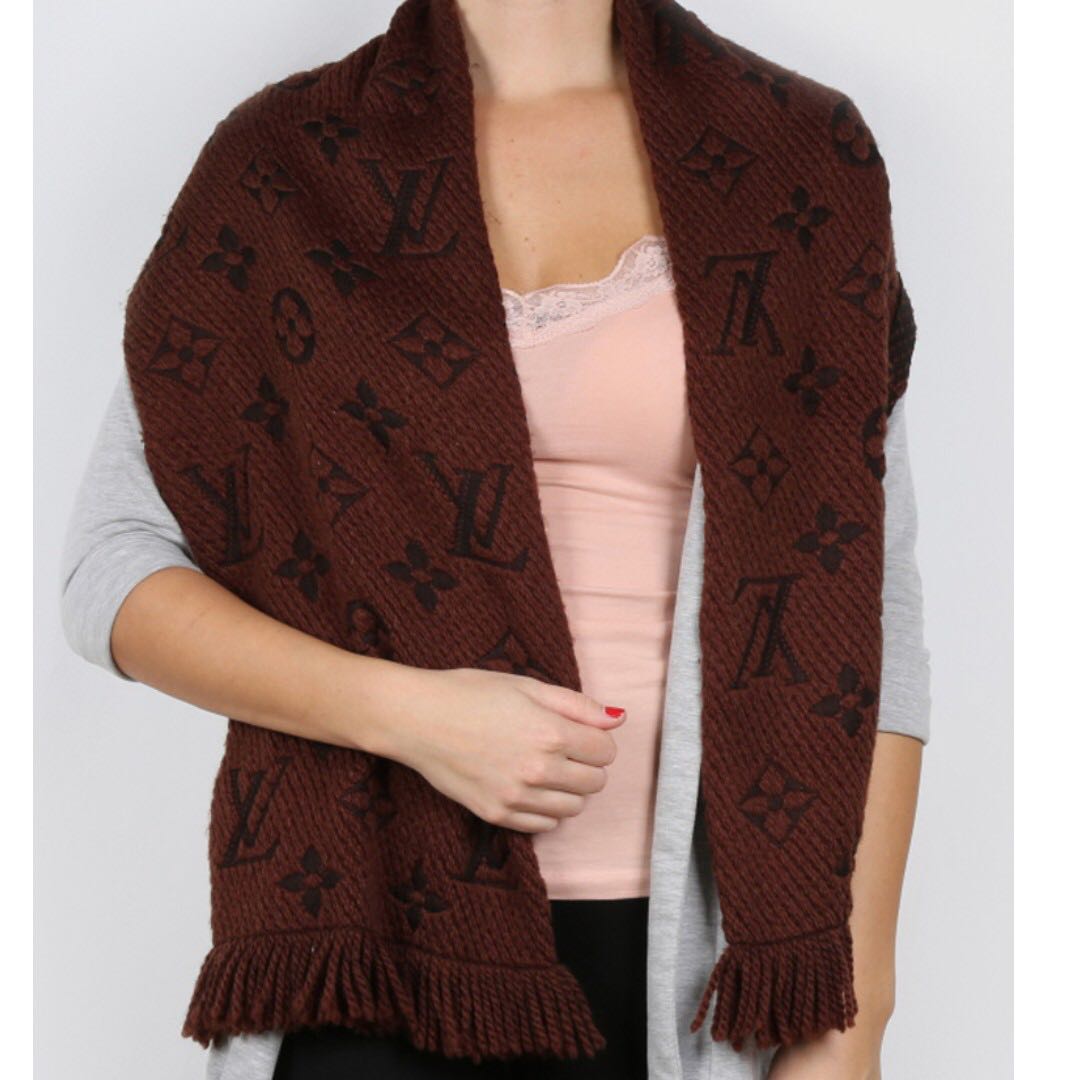 Logomania wool scarf Louis Vuitton Brown in Wool - 22629312