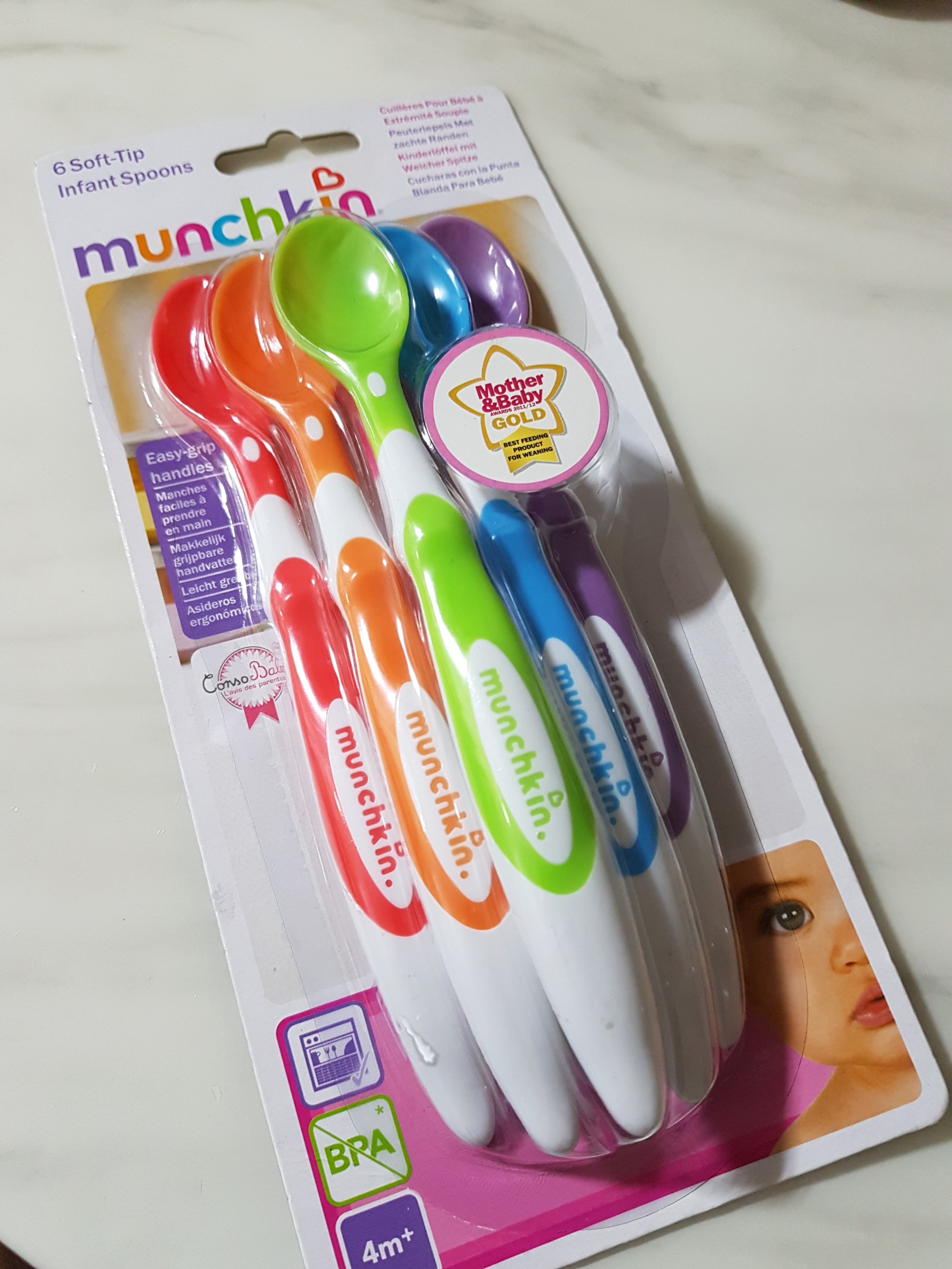 Munchkin Soft Tip Infant Spoon set, Multi color, 6 pack - Assorted
