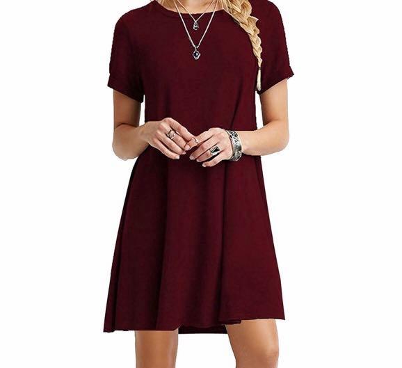 plain red t shirt dress