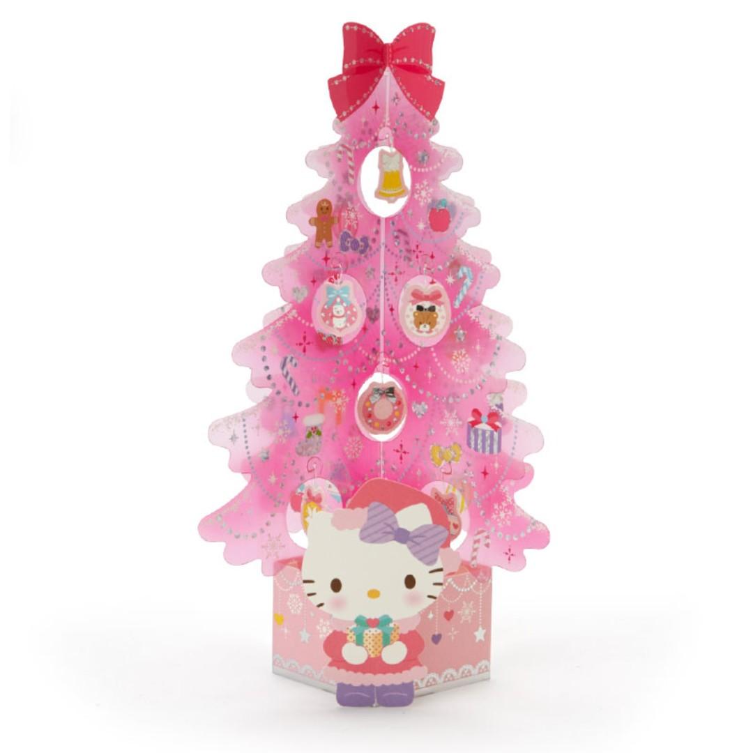 Po Sanrio Japan Hello Kitty Christmas Tree Card Pink Tree