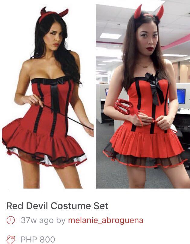 Red devil Halloween costume set (Category: Traditional & Ethnic wear) located in Cebu City. Submitted by ootdqueen (Listing ID 195798923, Image 1). Description: Used once Dress with pitchfork and headband .