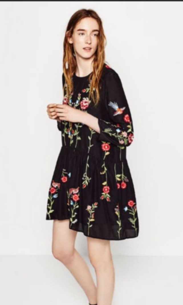 zara floral embroidered dress