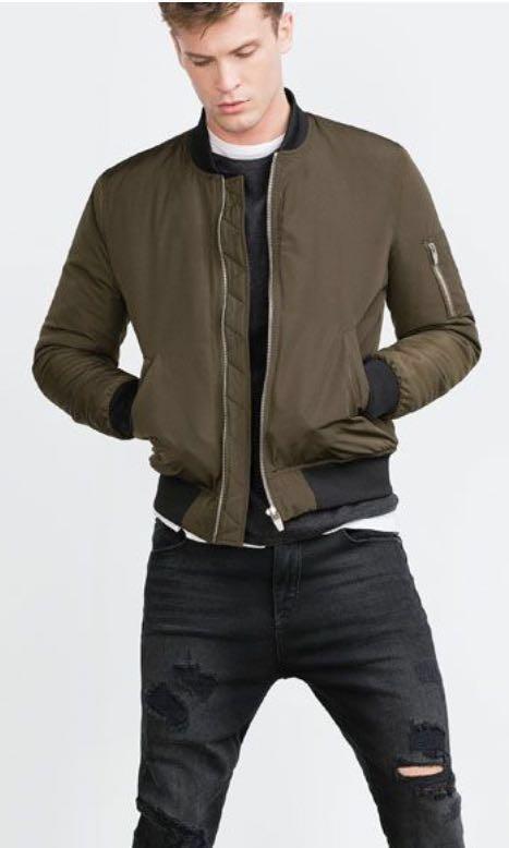 zara padded bomber jacket