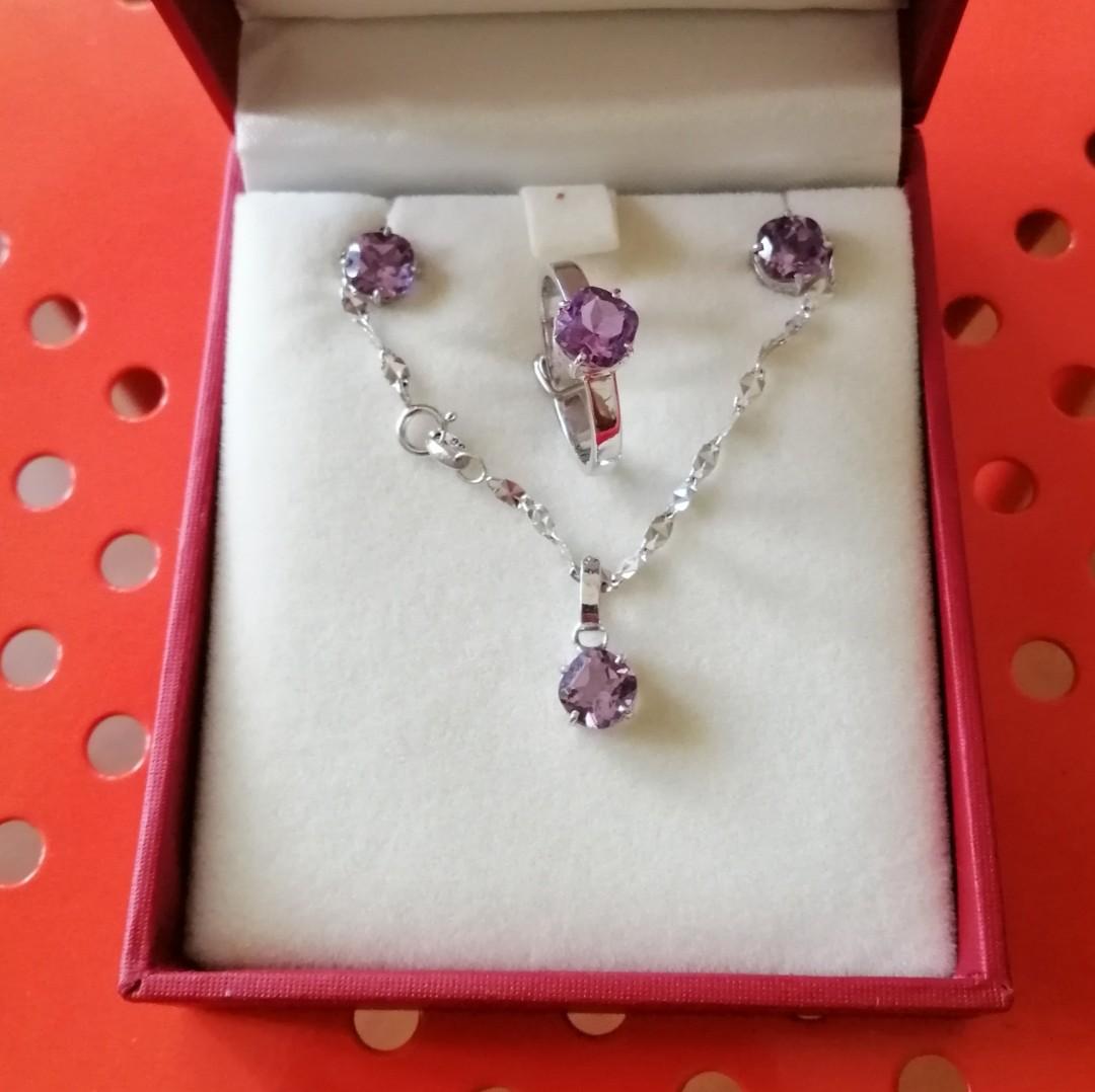 Amethyst jewelry sets white gold cheap
