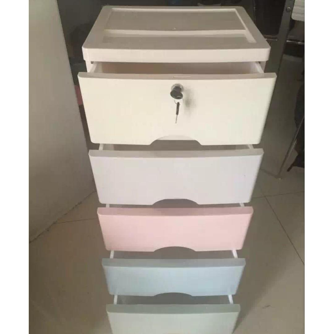 5 Layer Plastic Storage Cabinet Furniture Shelves Drawers On