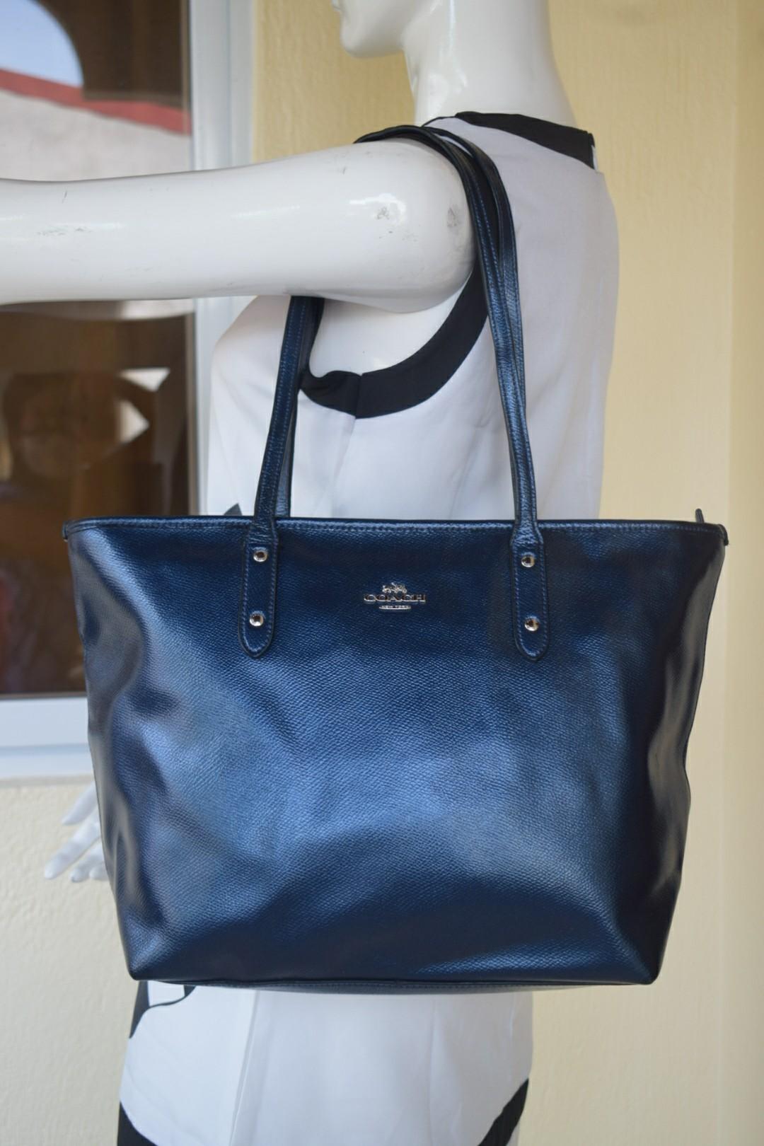 Coach tote bag navy blue sales
