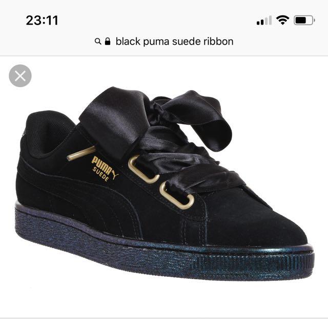 black puma shoes with ribbon