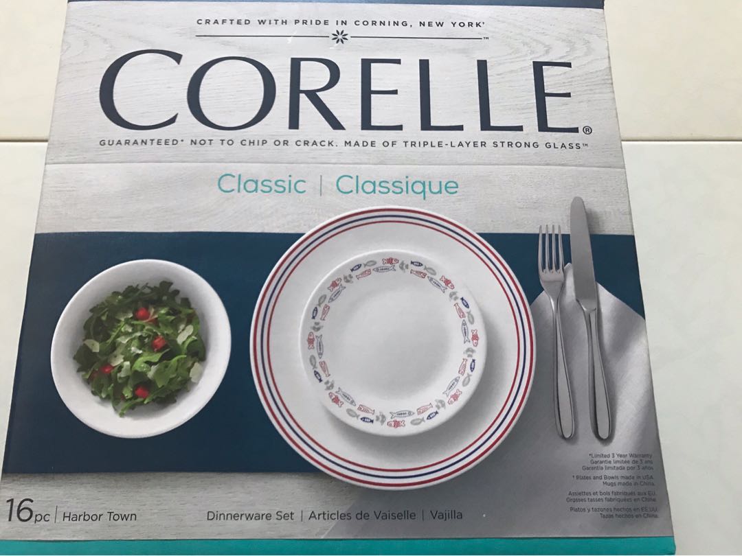 CORELLE 16Piece Harbor Town Dinnerware Set, Furniture & Home Living