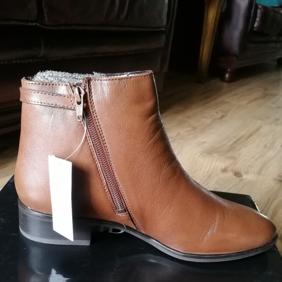 David Jones Australia Leather Ankle Boots Shoes Tan EU39 UK6 AU8