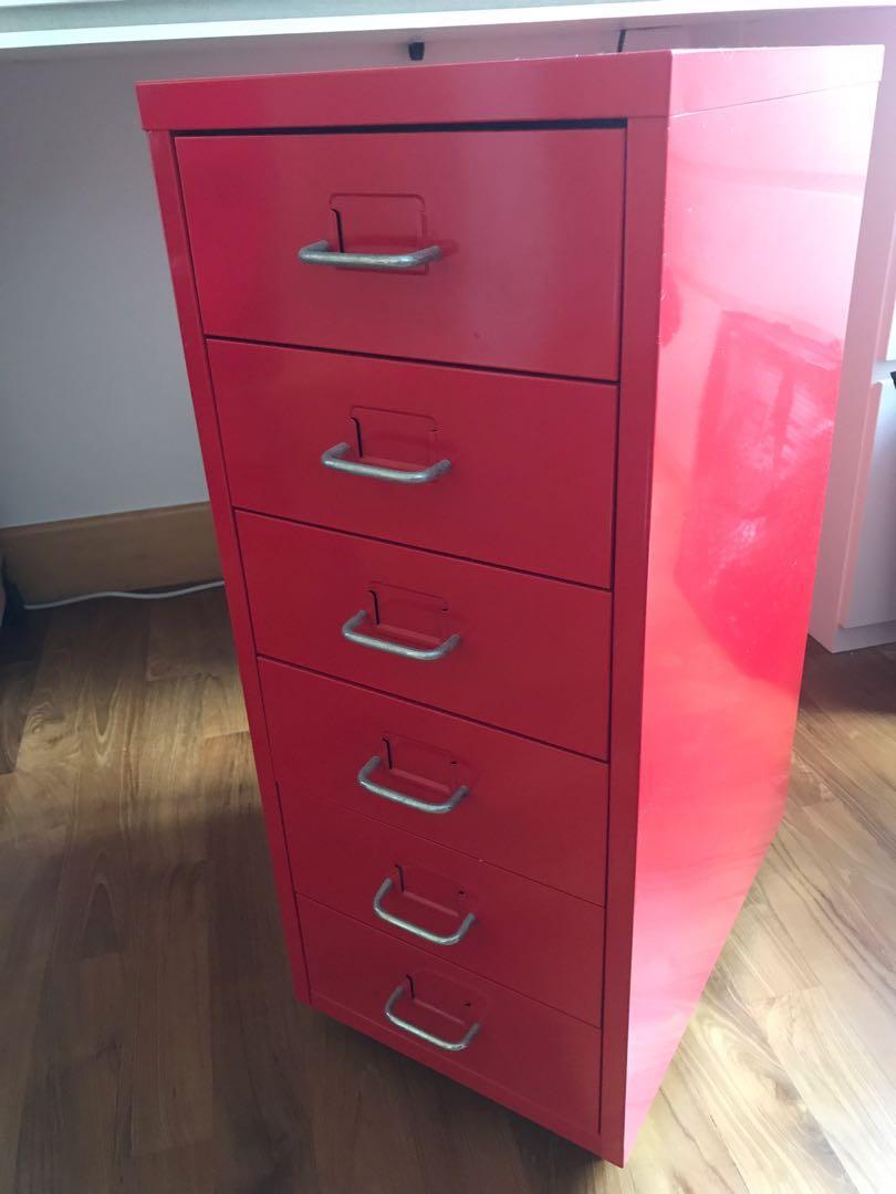 Ikea Helmer Drawer On Castors Red Furniture Shelves Drawers