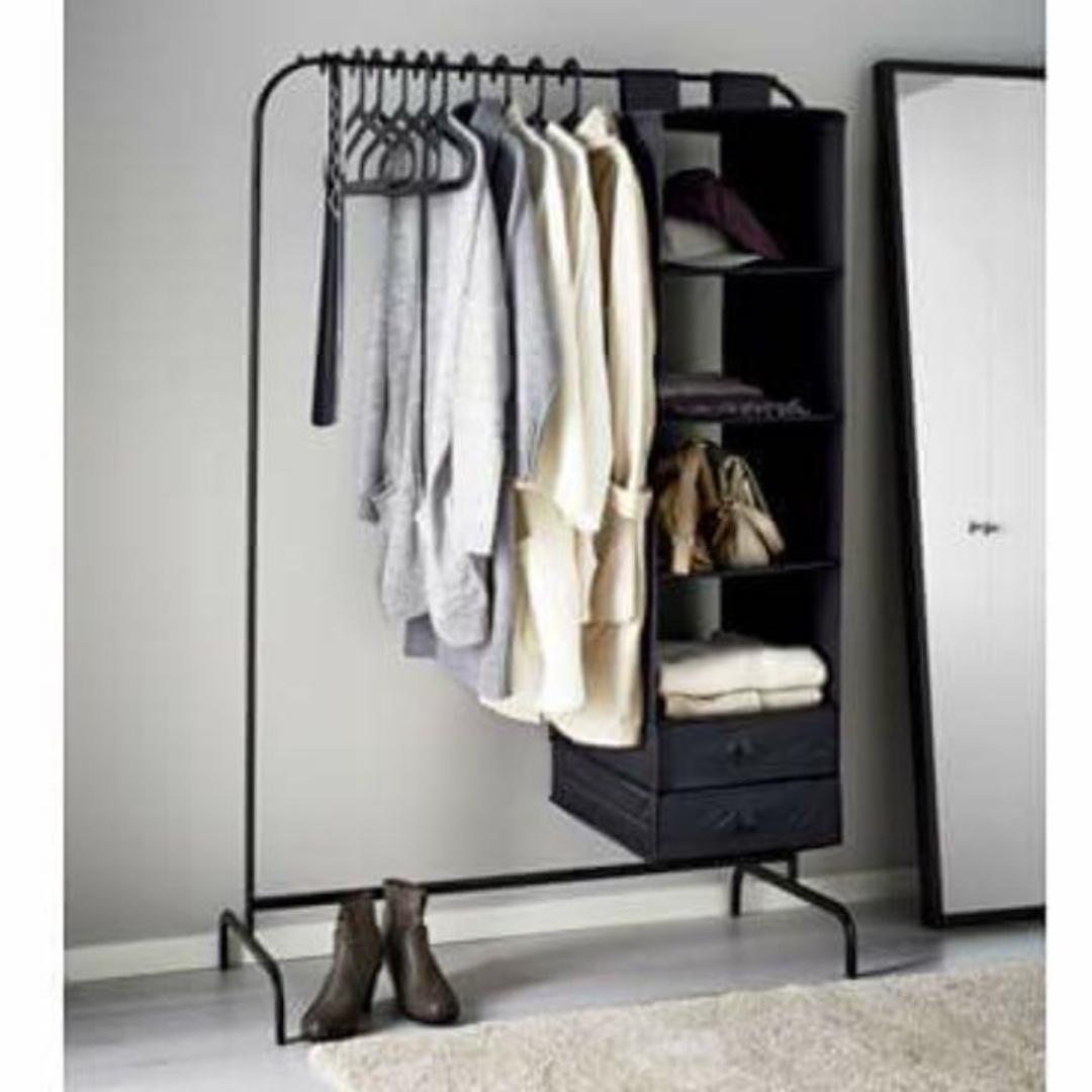 IKEA Mulig Clothes Rack Black Furniture Home Living Furniture Shelves Cabinets Racks on Carousell