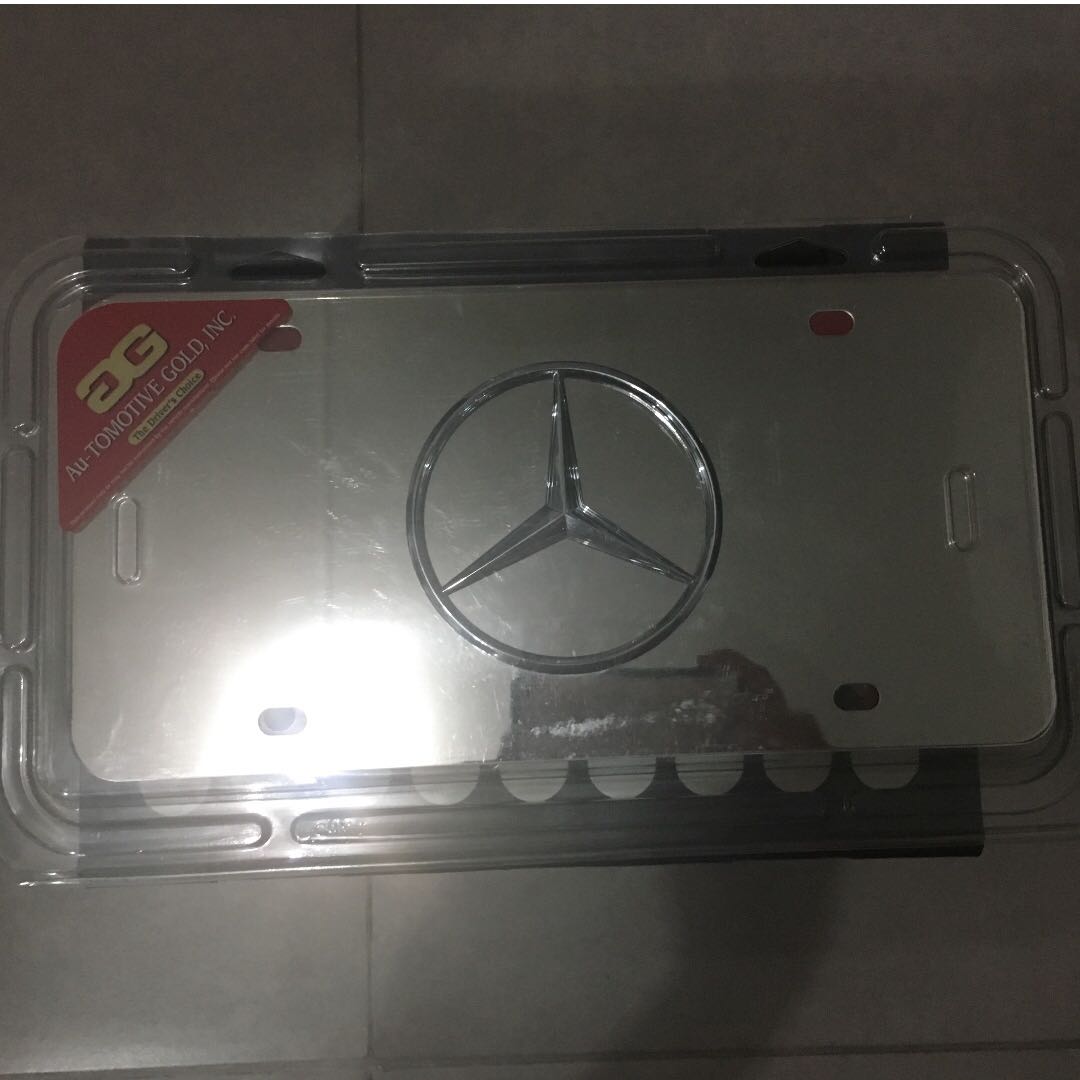 Mercedes Benz Silver Logo On Mirror Silver Stainless Steel Front