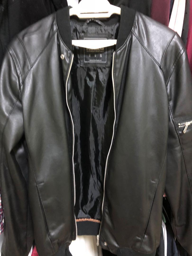 Pull and Bear Leather Jacket Men s Fashion Coats Jackets and