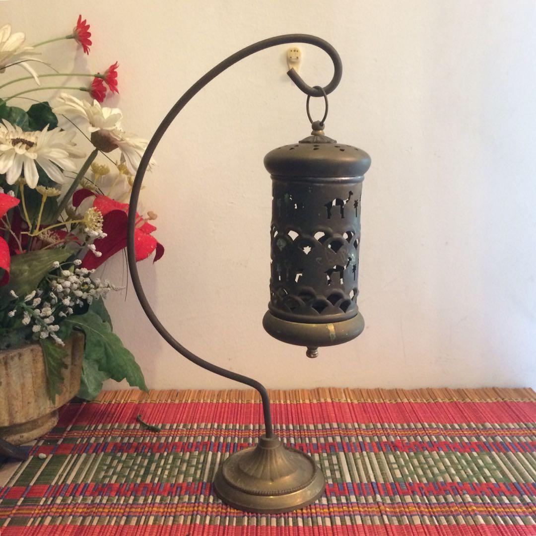 Vintage brass hanging lantern candle holder, Hobbies & Toys