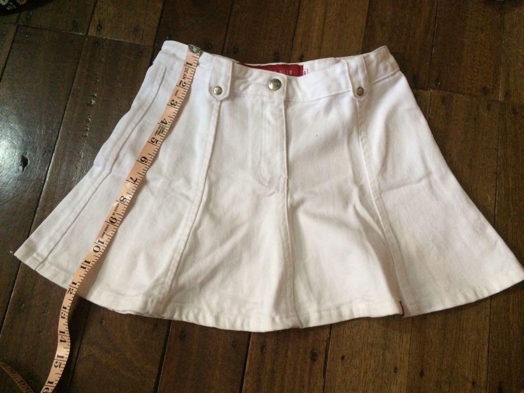 girls white jean skirt
