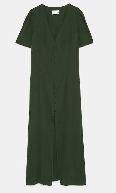 Zara green linen button dress, Women's Fashion, Muslimah Fashion, Dresses  on Carousell