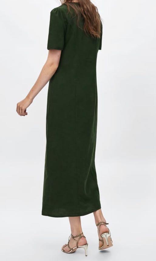 Zara green linen button dress, Women's Fashion, Muslimah Fashion, Dresses  on Carousell