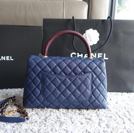 24 LN Chanel Coco Handle Small Navy Lizard, Luxury, Bags & Wallets on  Carousell