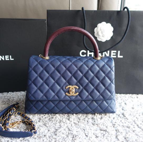 24 LN Chanel Coco Handle Small Navy Lizard, Luxury, Bags & Wallets on  Carousell