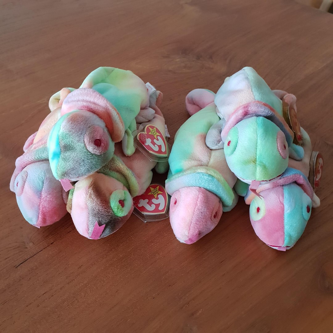 5pc Left Genuine Ty Beanie Baby Rainbow The Chameleon Tie Dye With Collar With Tongue Brand New Mint Tags Stock Clearance Hobbies Toys Toys Games On Carousell