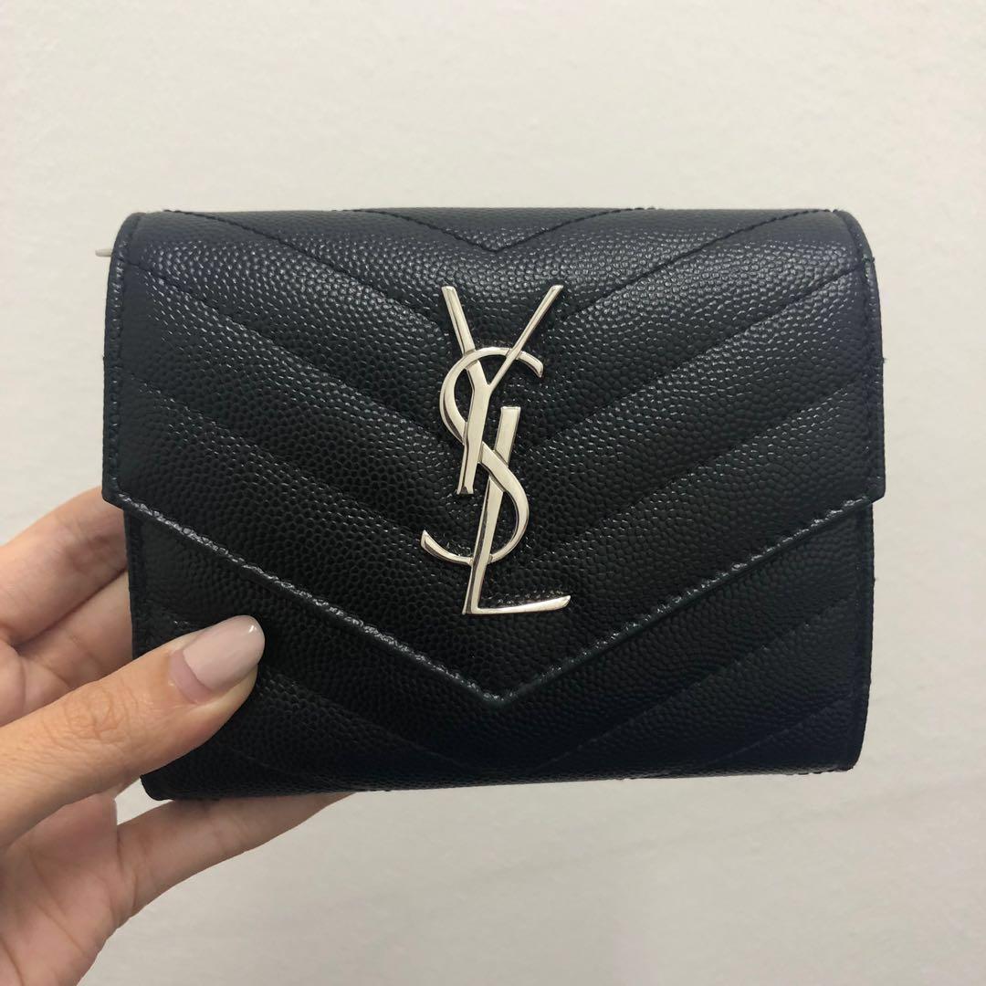 $990 100% Authentic YSL Tri-Fold Wallet - MONOGRAM COMPACT TRI FOLD IN ...