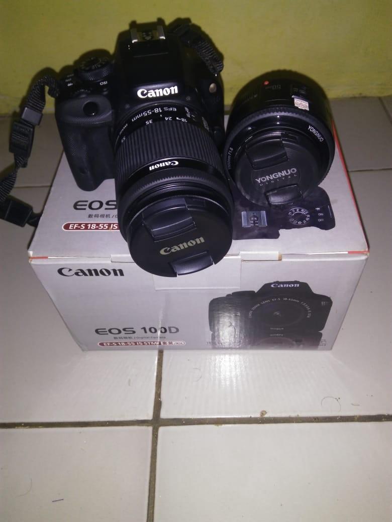 canon eos 100d full set lensa fix 50mm yungnuo