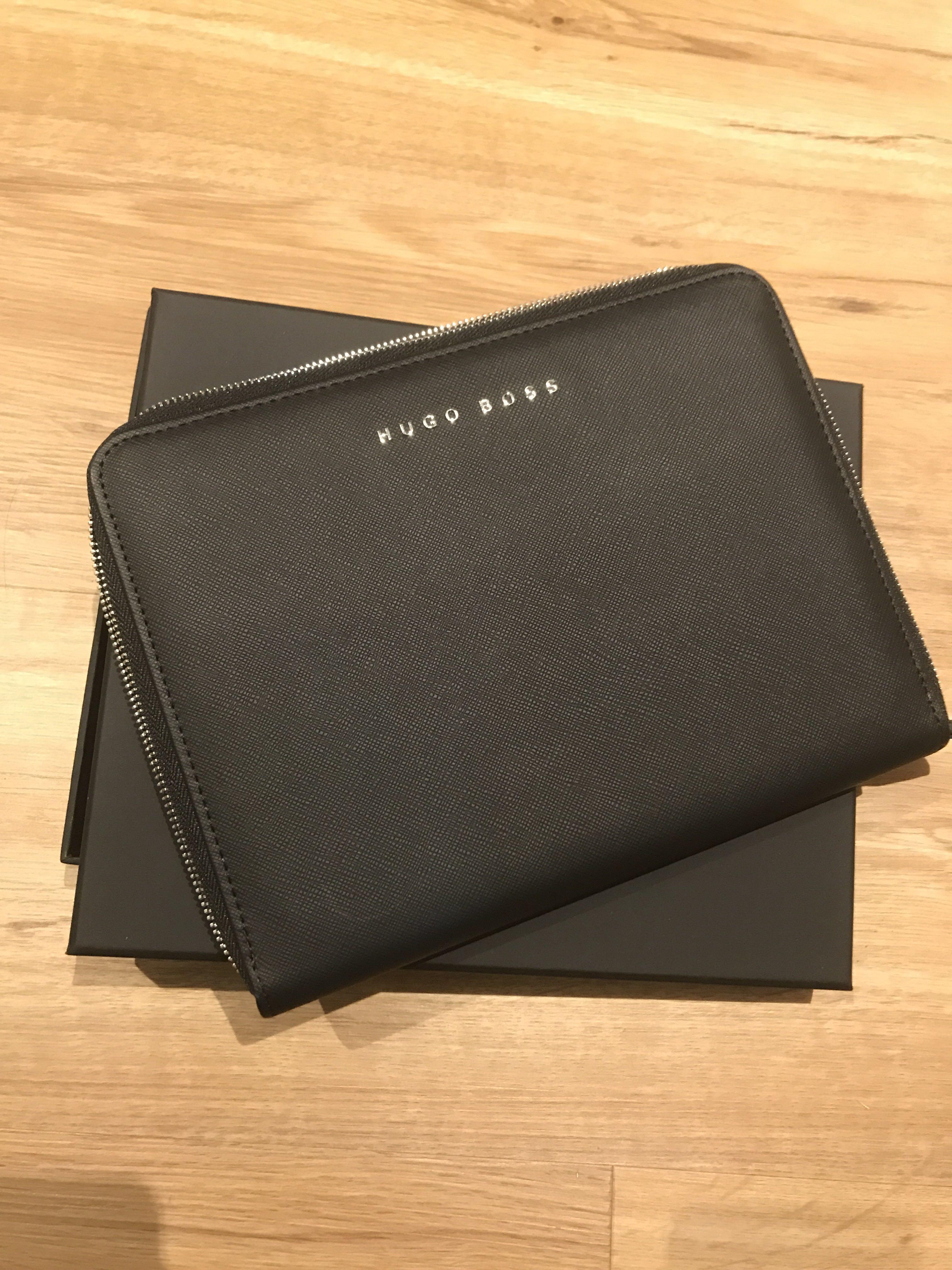 Hugo Boss notebook black leather carry 