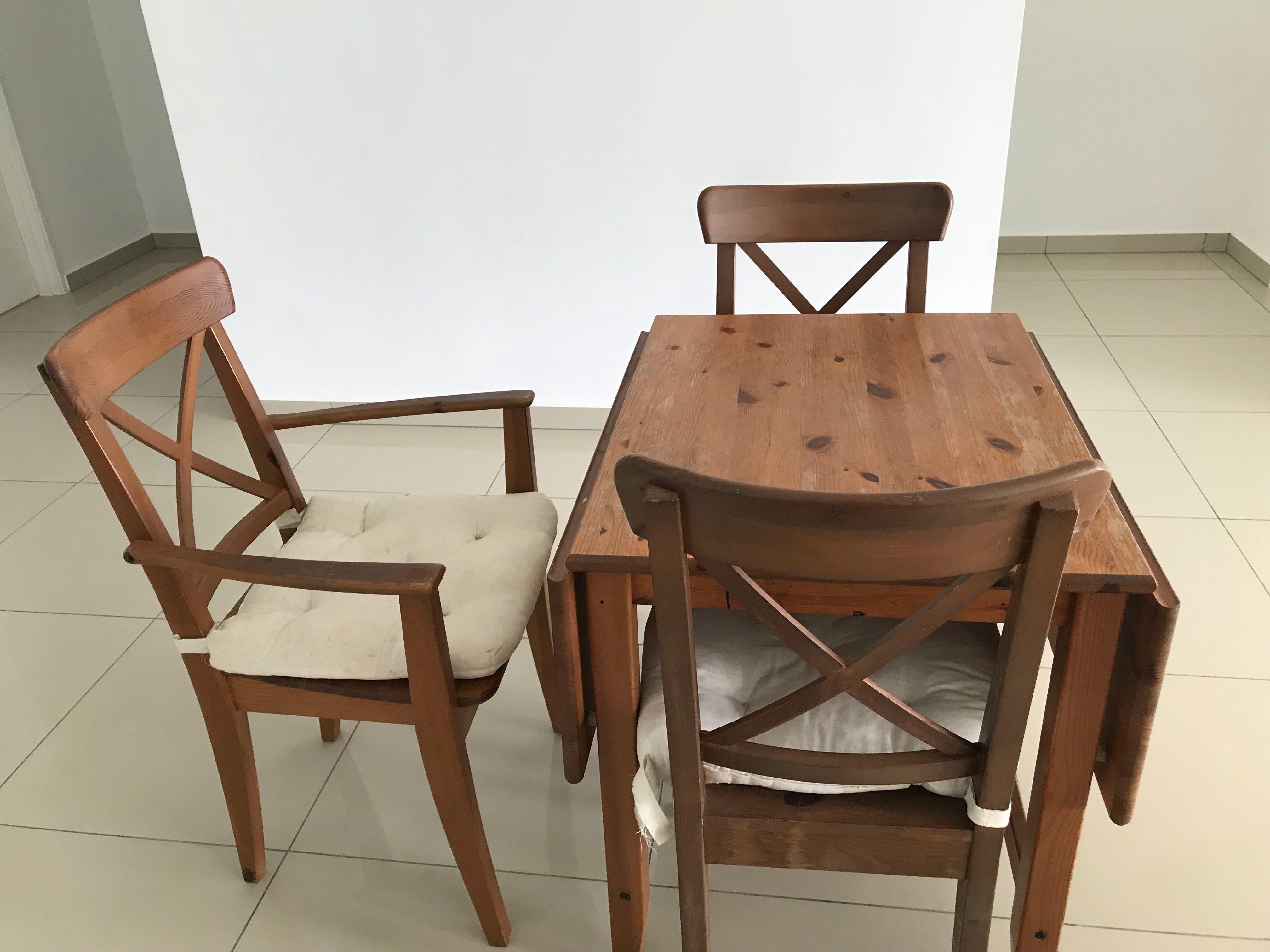 Ikea Leksvik Drop Leaf Dining Table Set Home Furniture Furniture On Carousell The hole in the middle of the table top keeps your umbrella in place. carousell