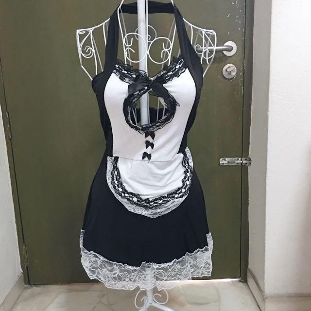 Maid Uniform Costume Backless Dress Cosplay Lingerie, Women's Fashion, New  Undergarments & Loungewear on Carousell