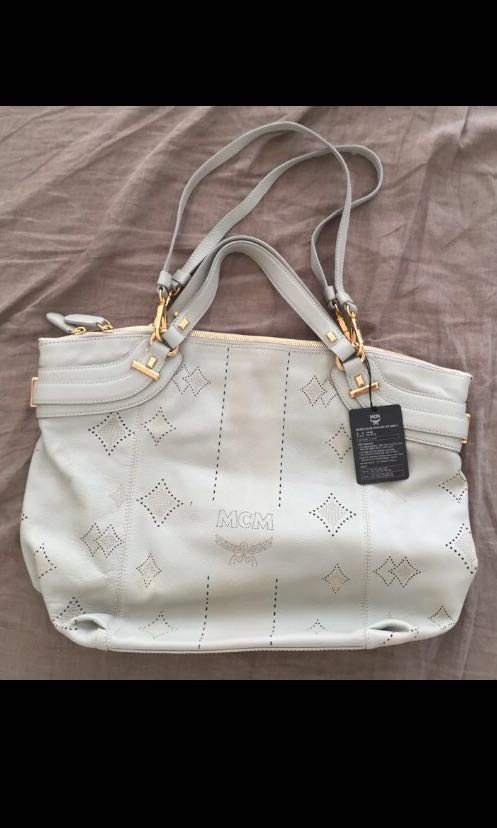 mcm gray tote