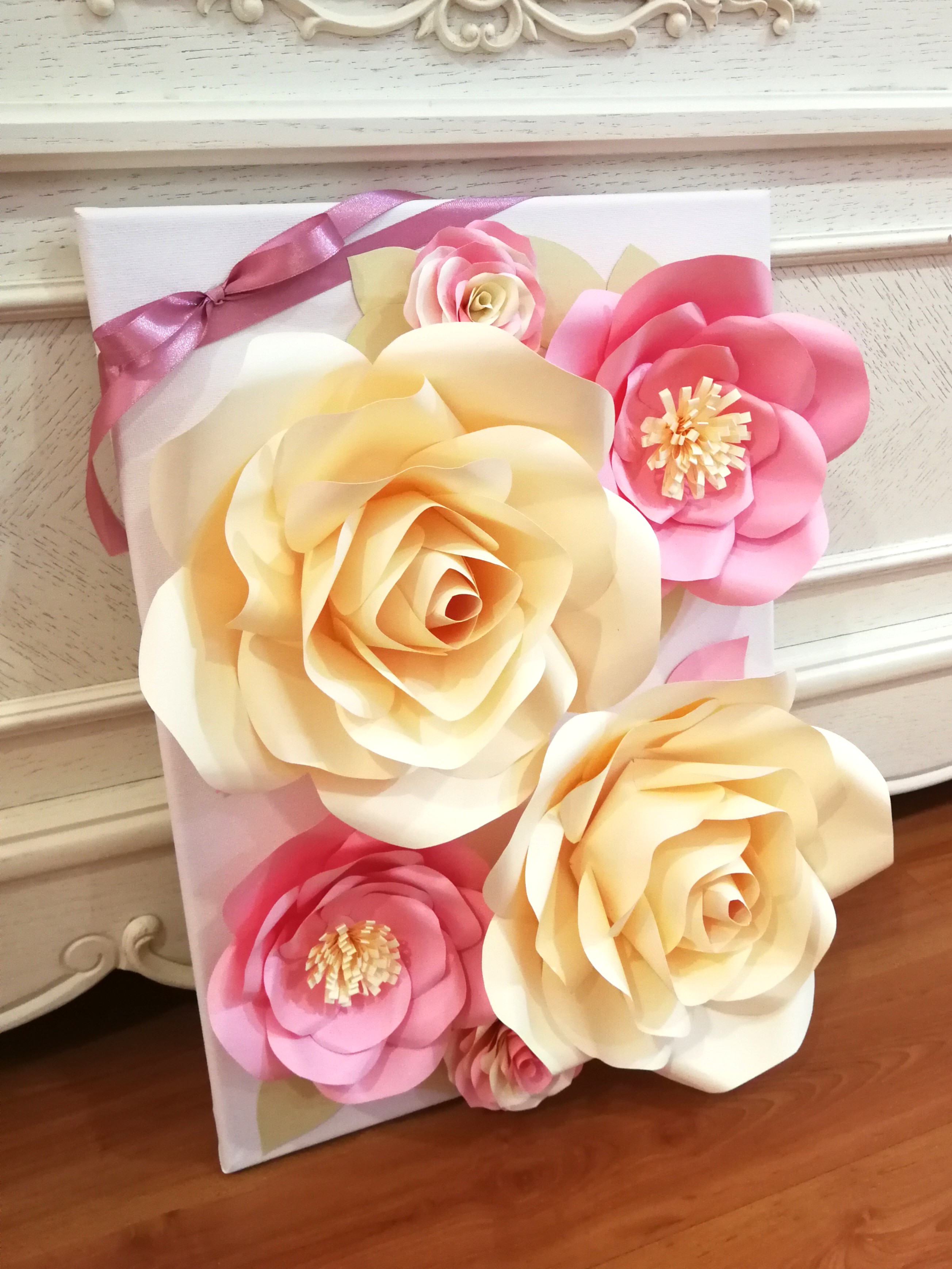 Paper Flowers Canvas Board, Hobbies & Toys, Stationery & Craft, Art