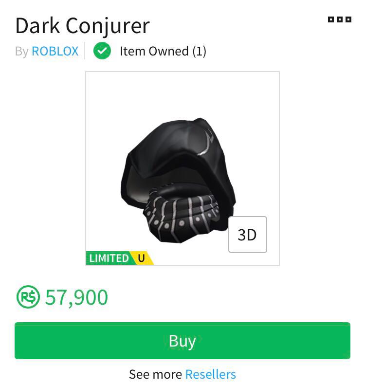 Roblox Limited Item Dark Conjurer Video Gaming Gaming Accessories Game Gift Cards Accounts On Carousell - dark conjurer roblox