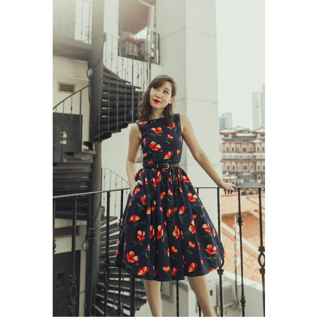navy swing dress uk