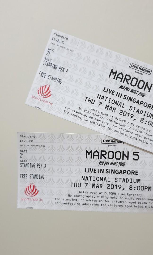 Maroon 5 Concert ticket, Tickets & Vouchers, Event Tickets on Carousell