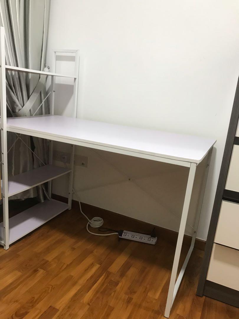 Study table (Category: Tables & Sets) located in Singapore. Submitted by CCSHy (Listing ID 196141058, Image 1). Description: 2 such tables. White. Made of wood. Bought only several months ago. One - 120x60x75cm and another - 90x50x115cm. .